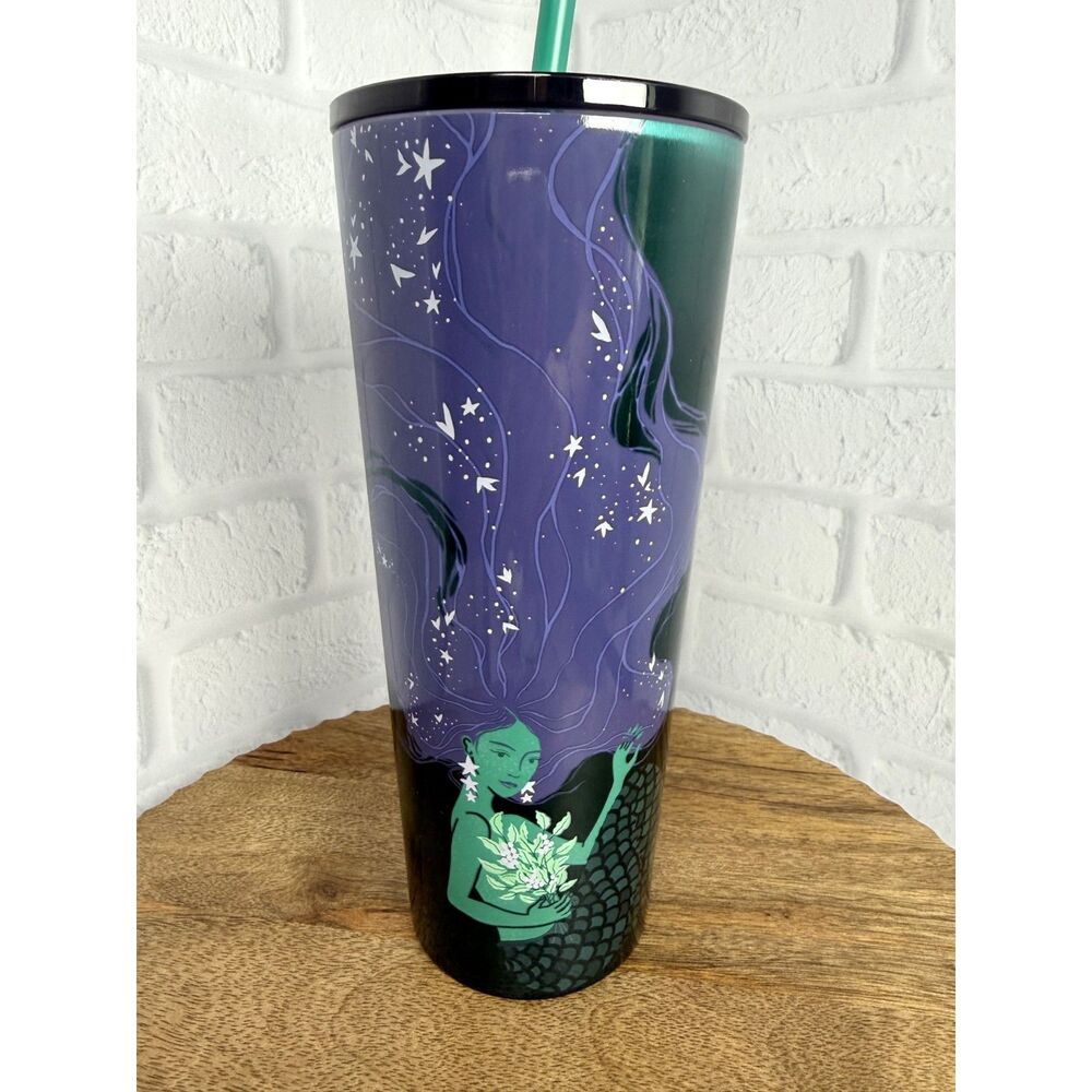 NEW Starbucks 2025 Mermaid Iridescent Purple Venti 24oz Hot Cold Tumbler w/Straw